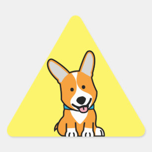 Corgi Corgis Hündchen Hündchen glücklich Pembroke Dreieckiger Aufkleber