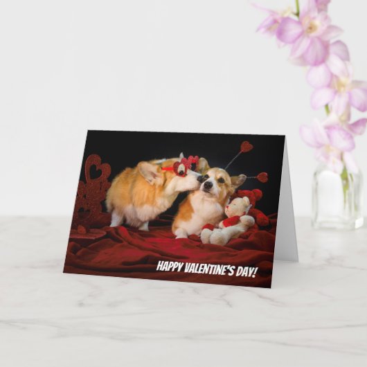 Corgi Couple Valentine card Karte (Orchidee)