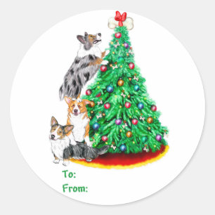 Corgi Cristmas Reichweite-Ziel-Geschenk-Umbauten Runder Aufkleber