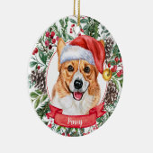 Corgi Custom Dog Weihnachtsmannmütze Weihnachtssch Keramik Ornament (Rechts)