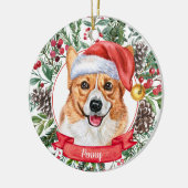 Corgi Custom Dog Weihnachtsmannmütze Weihnachtssch Keramik Ornament (Links)