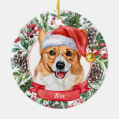 Corgi Custom Dog Weihnachtsmannmütze Weihnachtssch Keramik Ornament (Hinten)