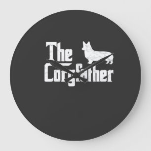 Corgi Dad der Corgfather Lustiges Corgi Liebhaber Große Wanduhr
