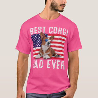 Corgi Dad USA American Flag Corgi Dog Lover Owner  T-Shirt