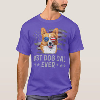 Corgi Dad Vintage Amerikanische Flagge Patriotisch T-Shirt