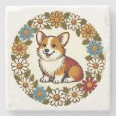 Corgi Daisy Steinuntersetzer (Vorderseite)