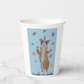 Corgi dancing with butterflies Paper Cups Pappbecher (Rückseite)