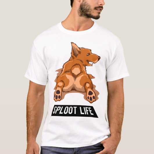 Corgi, der Sploot Leben Splooting ausdehnt T-Shirt (Vorderseite)