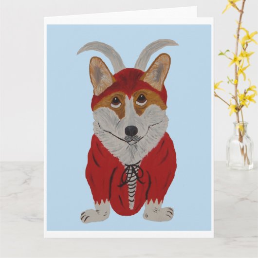 Corgi Devil Karte (Gelbe Blume)