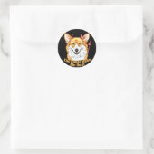 Corgi Devil ließ mich das tun Runder Aufkleber (Tasche)