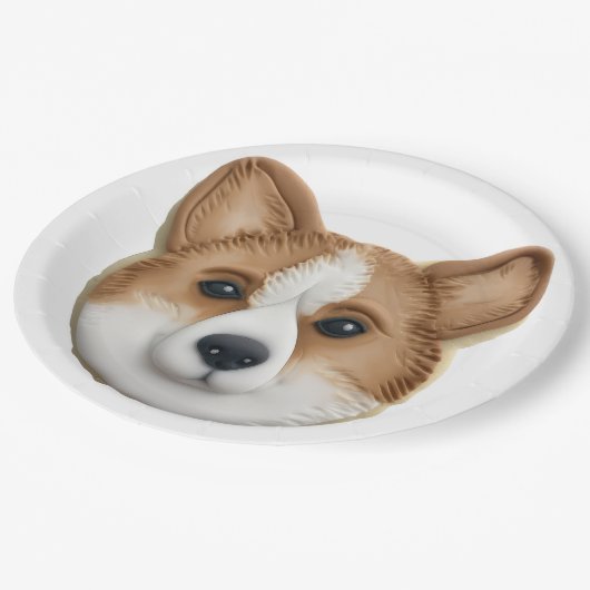 Corgi Dog 3D Inspiriert Pappteller (Schrägansicht)