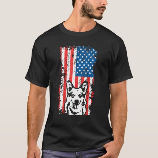Corgi Dog American Flag 4. Juli T-Shirt (Vorderseite)