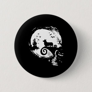Corgi Dog And Moon Halloween Anzug Dog Lover Fun Button