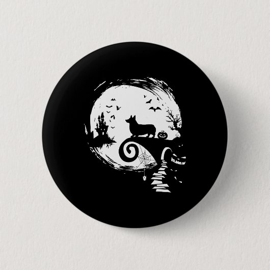 Corgi Dog And Moon Halloween Anzug Dog Lover Fun Button (Vorderseite)