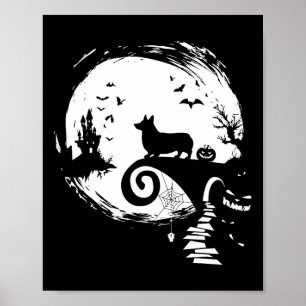 Corgi Dog And Moon Halloween Anzug Dog Lover Fun Poster