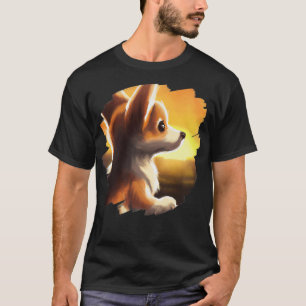 Corgi Dog Art Sunset Vintag Retro Corgis Hunde200 T-Shirt