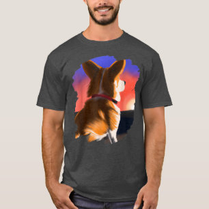 Corgi Dog Art Sunset Vintag Retro Corgis Hunde T-Shirt
