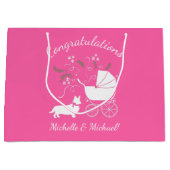 Corgi Dog Baby Dusche Pink Girl Große Geschenktüte (Vorderseite)