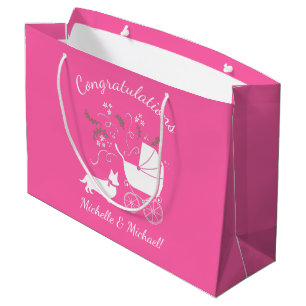 Corgi Dog Baby Dusche Pink Girl Große Geschenktüte