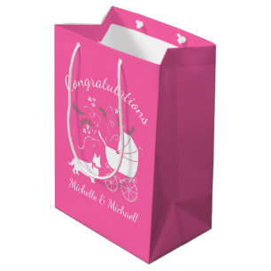 Corgi Dog Baby Dusche Pink Girl Mittlere Geschenktüte