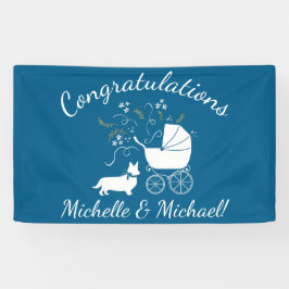 Corgi Dog Baby Shower Welsh Blue Boy Banner