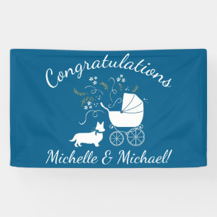 Corgi Dog Baby Shower Welsh Blue Boy Banner