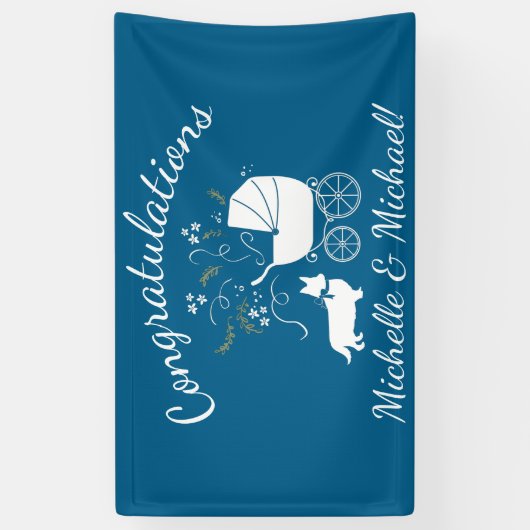 Corgi Dog Baby Shower Welsh Blue Boy Banner (Vertikal)