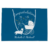Corgi Dog Baby Shower Welsh Blue Boy Große Geschenktüte (Rückseite)