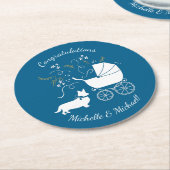 Corgi Dog Baby Shower Welsh Blue Boy Runder Pappuntersetzer (Angewinkelt)