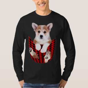 Corgi Dog Big in Pocket Idea Vater Mama T-Shirt