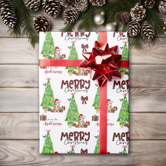 Corgi Dog, Bird und Weihnachtsbaum Wrapping Paper Geschenkpapier