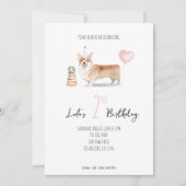 Corgi Dog Birthday Einladung - Mädchen (Vorderseite)