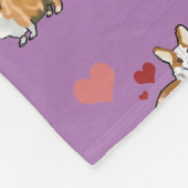 Corgi Dog Blanket Lila mit Herz Fleecedecke (Ecke)