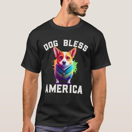 Corgi Dog Bless America 4th of July  Party T-Shirt (Vorderseite)