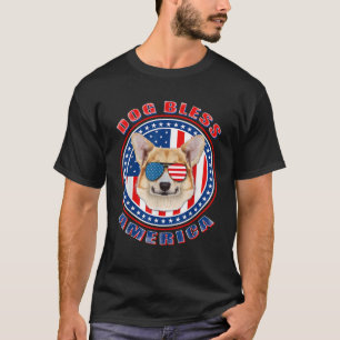 Corgi Dog Bless America Flag USA Patriotic 4. T-Shirt