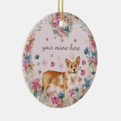 Corgi Dog Blume Keramik Ornament (Rechts)