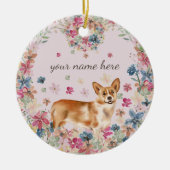 Corgi Dog Blume Keramik Ornament (Vorne)
