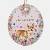 Corgi Dog Blume Keramik Ornament (Links)
