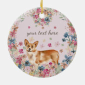 Corgi Dog Blume Keramik Ornament (Hinten)