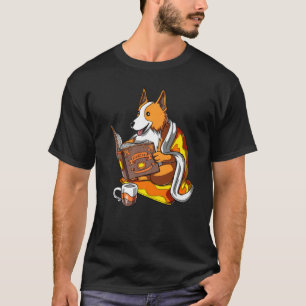 Corgi Dog Book Reading Nerd Girls Boys Kinder T-Shirt