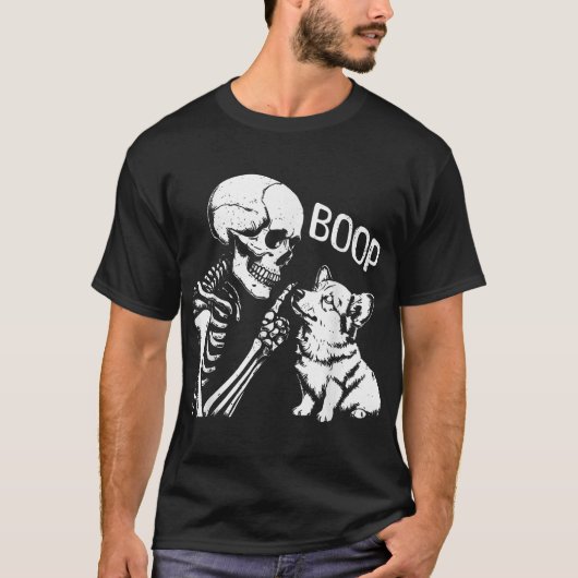 Corgi Dog Boop Hand Skeleton Halloween Spooky T-Shirt (Vorderseite)