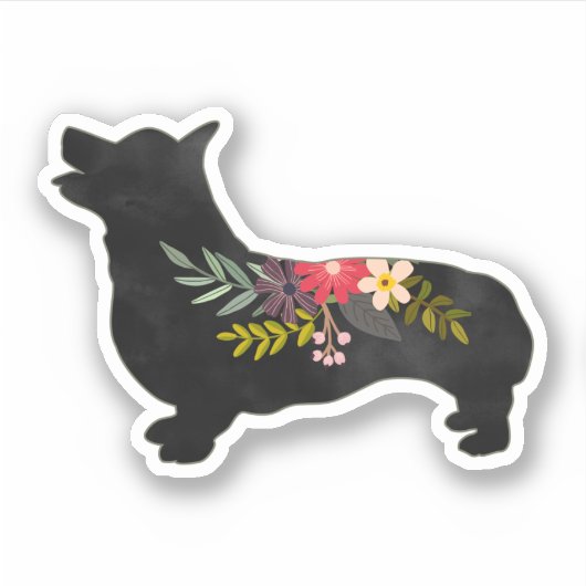 Corgi Dog Breed Boho Silhouette Aufkleber (Vorderseite)