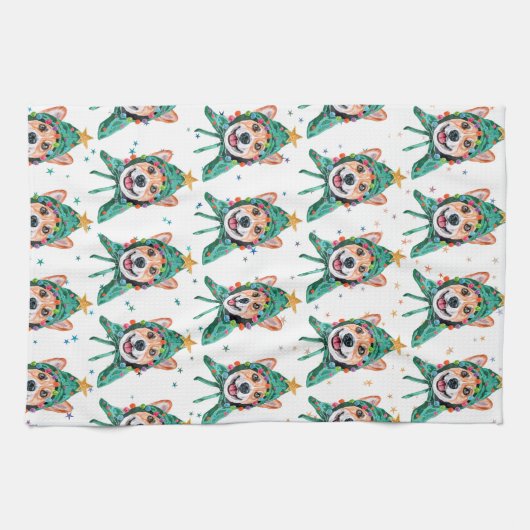 Corgi Dog Breed Christmas Geschirrtuch (Horizontal)