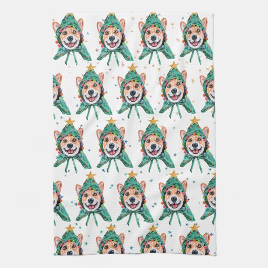Corgi Dog Breed Christmas Geschirrtuch (Vertikal)