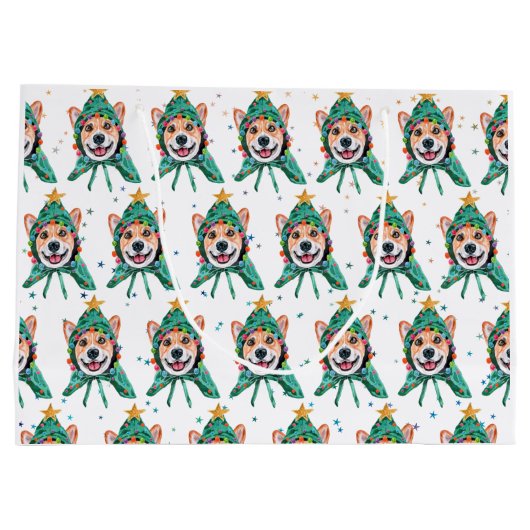 Corgi Dog Breed Christmas Große Geschenktüte (Rückseite)