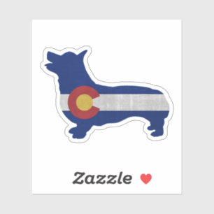Corgi Dog Breed Silhouette Colorado Flag Aufkleber