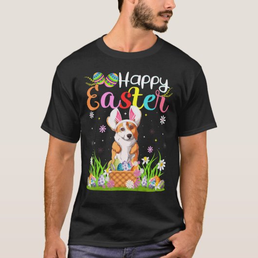 Corgi Dog Bunny Egg Hunting Corgi Happy Easter T-Shirt (Vorderseite)