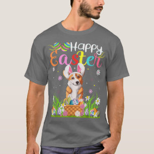 Corgi Dog Bunny Egg Hunting Funny Corgi Happy East T-Shirt