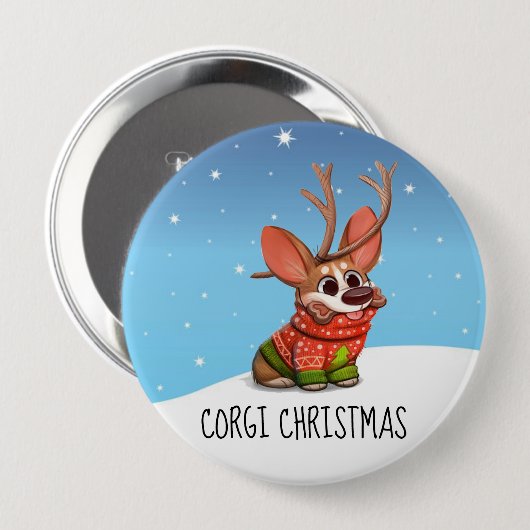 Corgi Dog Christmas Button (Vorne & Hinten)