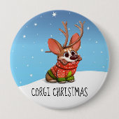 Corgi Dog Christmas Button (Vorderseite)